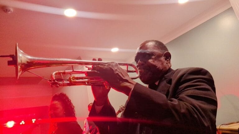 trumpet player playing